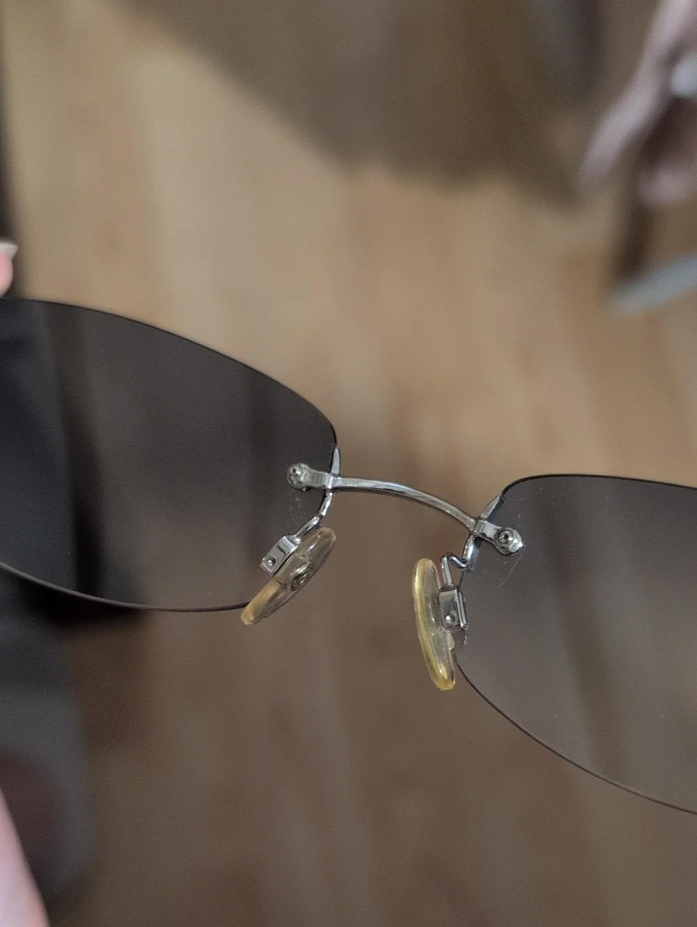 CHANEL Vintage Rimless Sunglasses 4002 - Silver Frames with Blue Gray Lenses